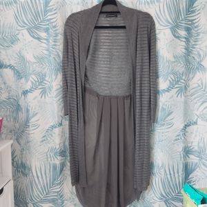 Gray 3/4 sleeve long Cardigan